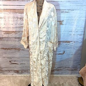 Vintage Victoria's Secret Gold Tag Shimmery Embossed Satin Full Length Robe